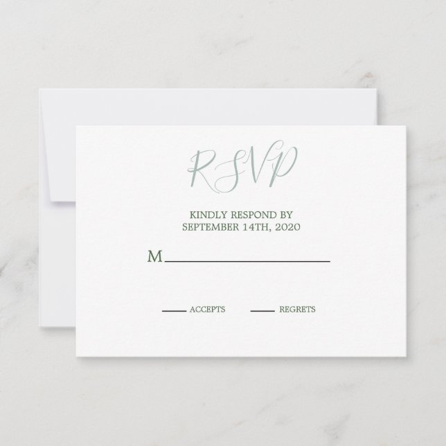 Summer Green Foliage Modern Elegant Weding RSVP (Frente)