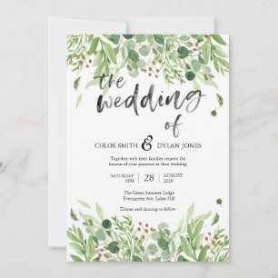 Summer Greenery Watercolor Convite para casamento