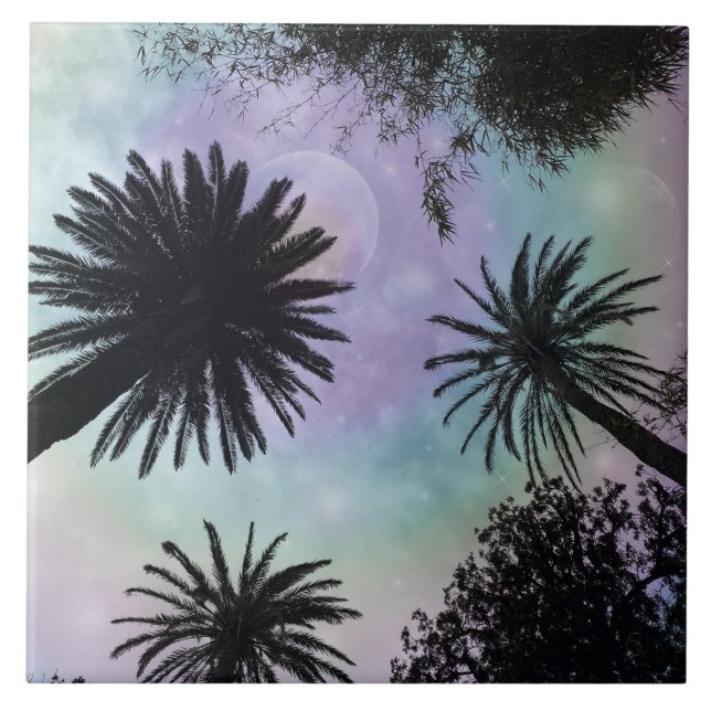 Summer Holographic Gradient Palm Trees Design (Frente)