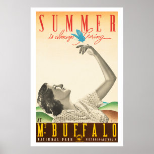 Summer Mt. Buffalo, Austrália, Poster vintage 1936
