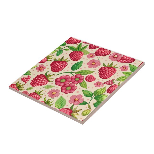 Summer Raspberry Garden Botanical Fruit Pattern (Lateral)