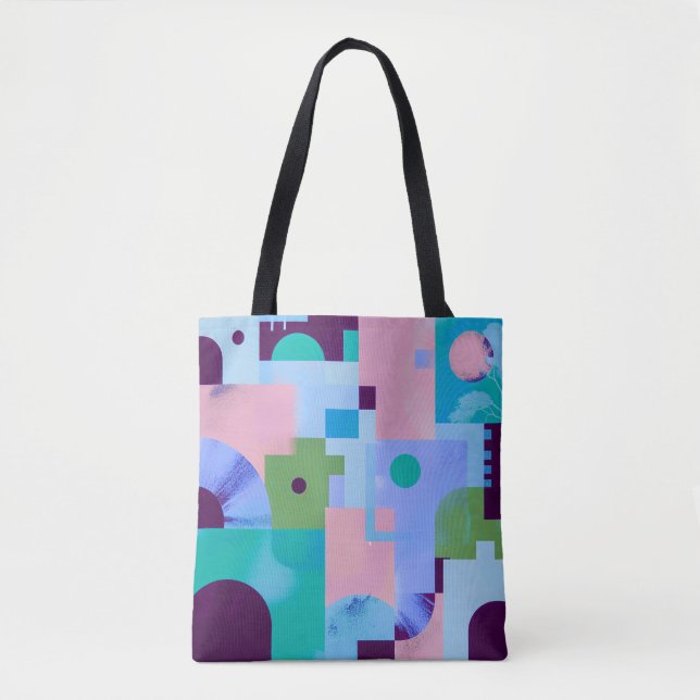 Summer Tropical Floral Tote Bag – Cute Blue Pink B (Frente)
