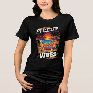 Summer Vibes Beach Scene T-Shirt - Diversão Tropic