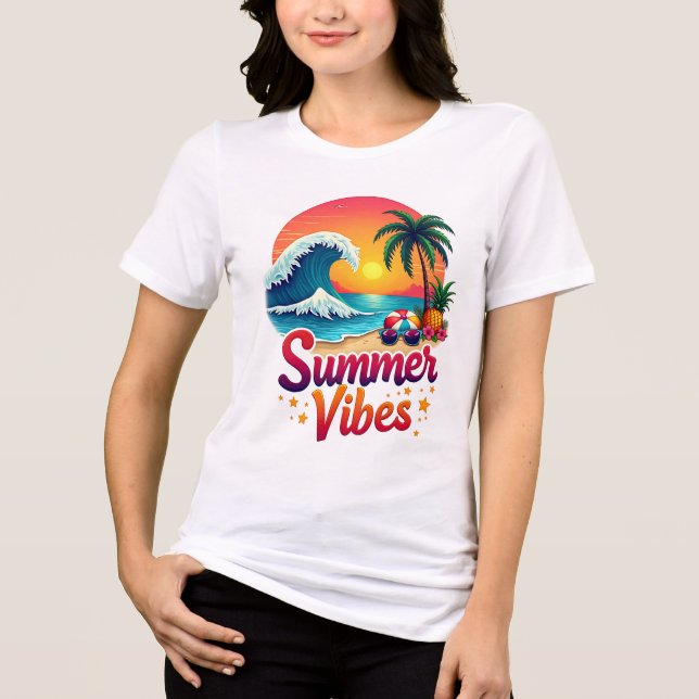 Summer Vibes Retro Beach Design - Sunset Tropical, (Frente)