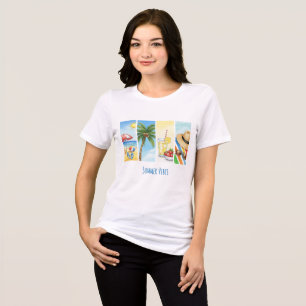 Summer Vibes Sublimação T-Shirt Retro Beach Sce