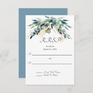 Summer Watercolor Eucalyptus Floral Wedding RSVP