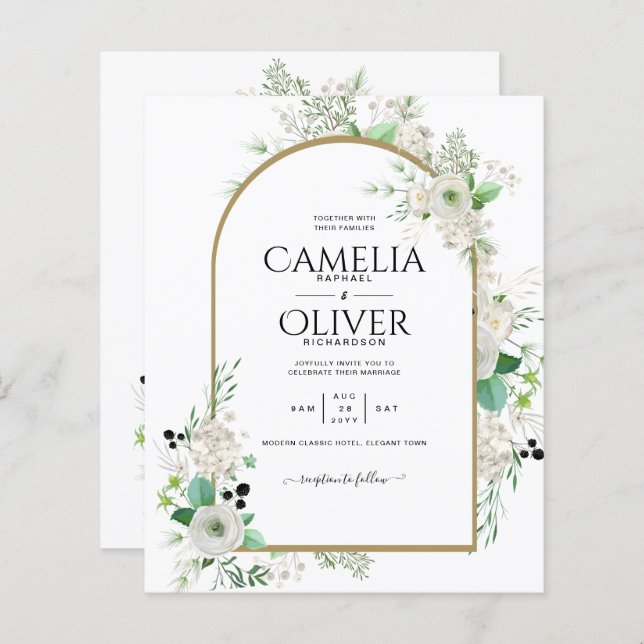 Summer White Roses Emerald Sage Greenerding WEDDIN (Frente/Verso)