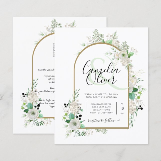 Summer White Roses Emerald Sage Greenerding WEDDIN (Frente/Verso)