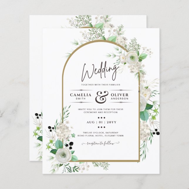 Summer White Roses Emerald Sage Greenerding WEDDIN (Frente/Verso)