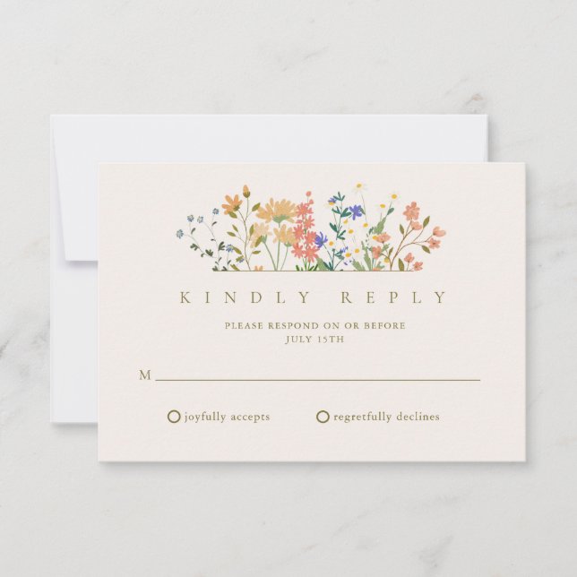Summer Wildflower Boho Weding RSVP (Frente)