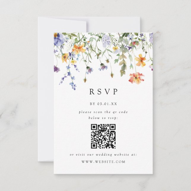 Summer Wildflower Garden Wedding RSVP Card (Frente)