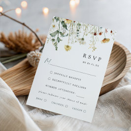 Summer Wildflower Wedding Meal Choice RSVP Card