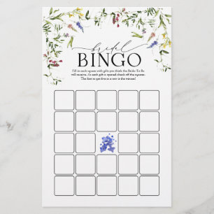 Summer Wilflower Watercolor Bridal Bingo