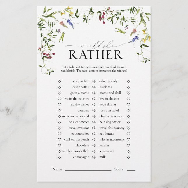 Summer Wilflower Watercolor Game (Frente)