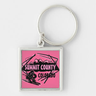 Summit County Pink ski Logo chaveiro