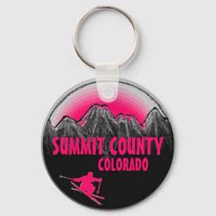 Summit County Pink Skier chaveiro