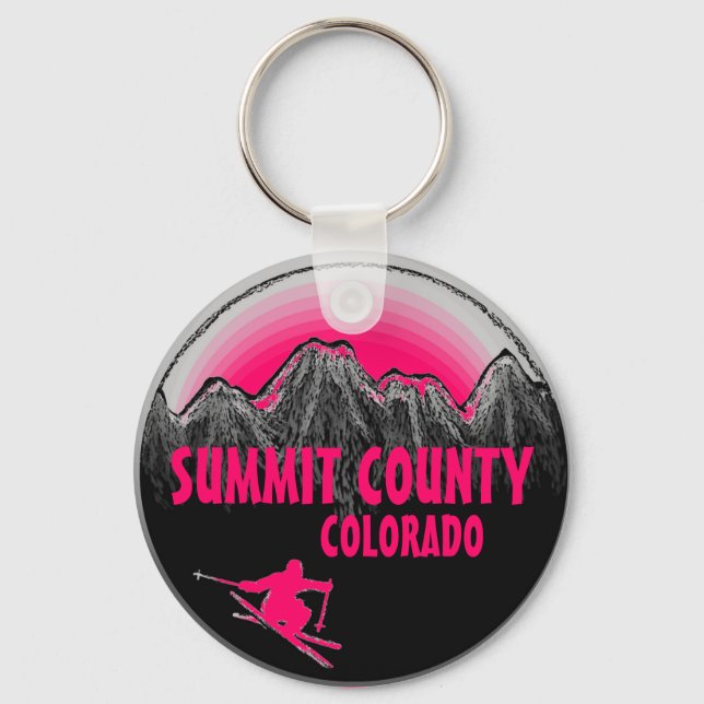 Summit County Pink Skier chaveiro (Frente)