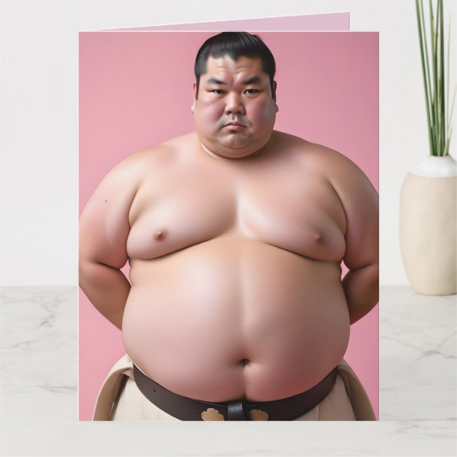 SUMO WRESTLER FUNNY BIRTHDAY BIG GREETING CARTÃO (Frente)