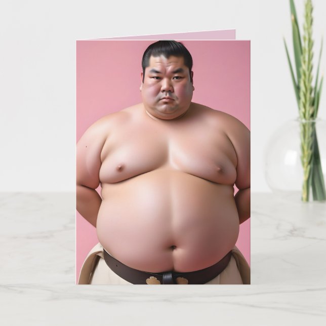 SUMO WRESTLER FUNNY BIRTHDAY BIG GREETING CARTÃO (Frente)