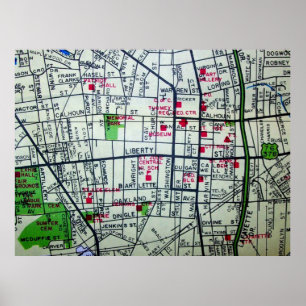 Sumter, poster do mapa do vintage do SC