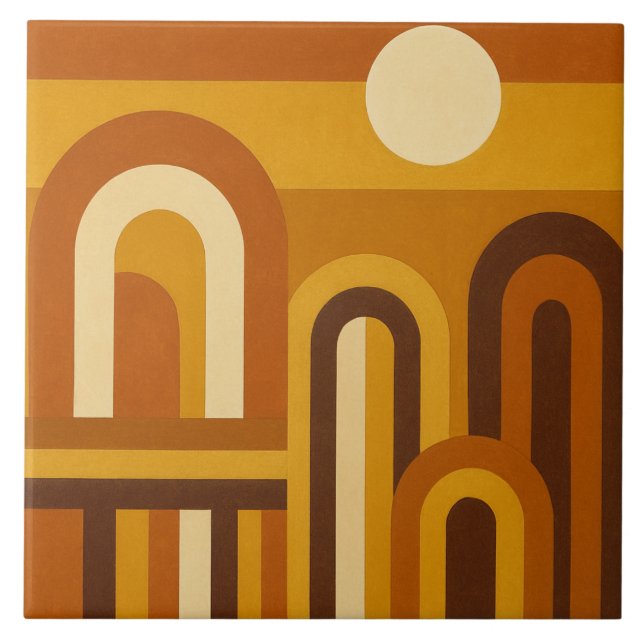 Sun and Arches Mid Century Modern Geometric Design (Frente)