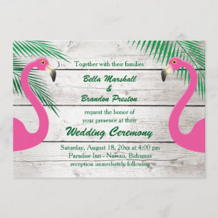 Sun beijou o convite do casamento do flamingo