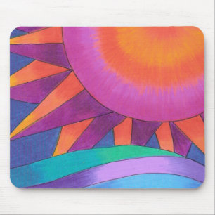 Sun cor-de-rosa e alaranjado Mousepad