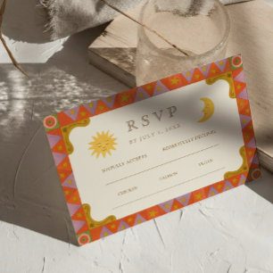 Sun e Moon Funky Border Weding RSVP