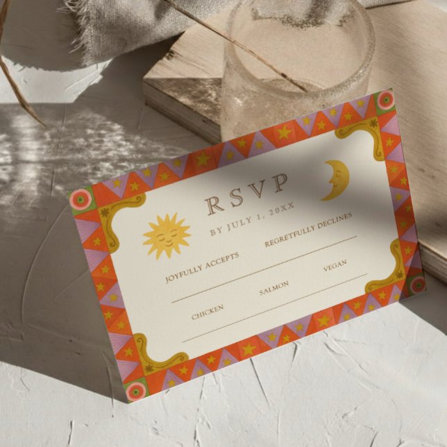 Sun e Moon Funky Border Weding RSVP (Criador carregado)