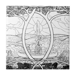 Sun Fountain & Tres Black & White Art Nouveau