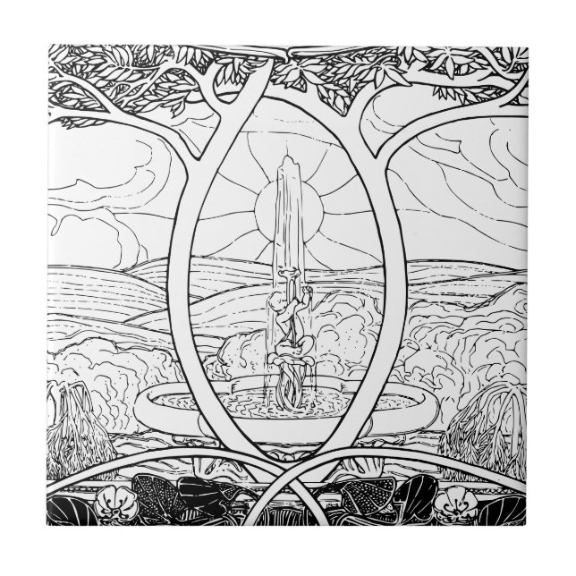 Sun Fountain & Tres Black & White Art Nouveau (Frente)