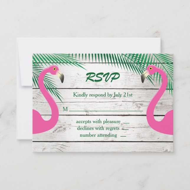 Sun Kissed Flamingo Wedding RSVP (Frente)