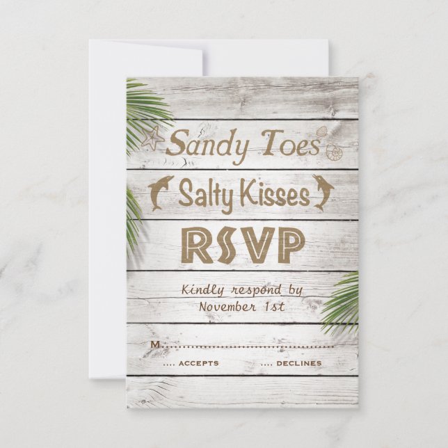 Sun Kissed Sandy Toes Salty Kisses RSVP (Frente)