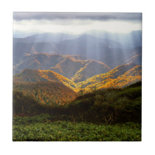 Sun Rays Sobre Montanhas Shirakami-Sanchi