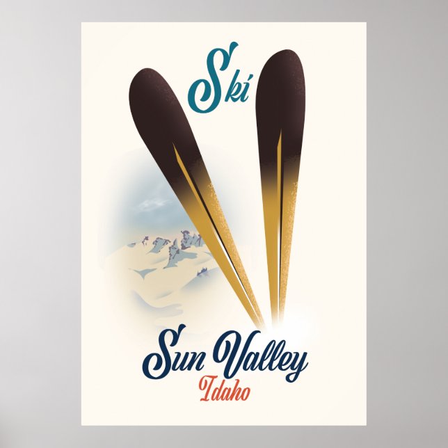 Sun Valley Idaho vintage style poster de ski (Frente)