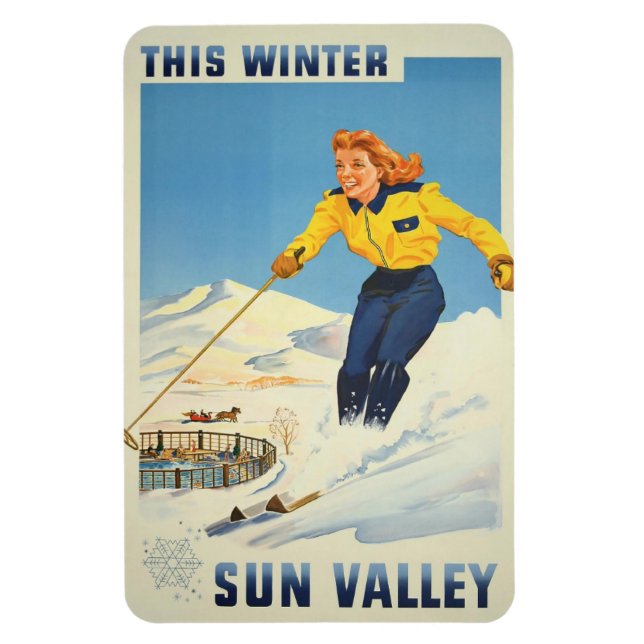 Sun Valley, ímã de Viagens vintage Idaho (Vertical)