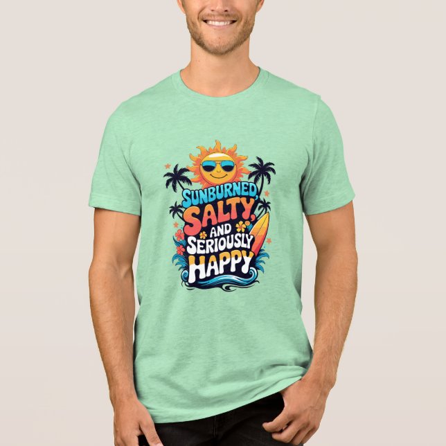 Sunburned Salty and Happy – Retro Beach Vibes (Frente)