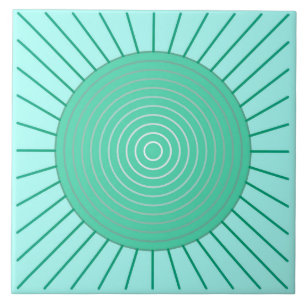 Sunburst geométrico moderno - Aqua e verde de