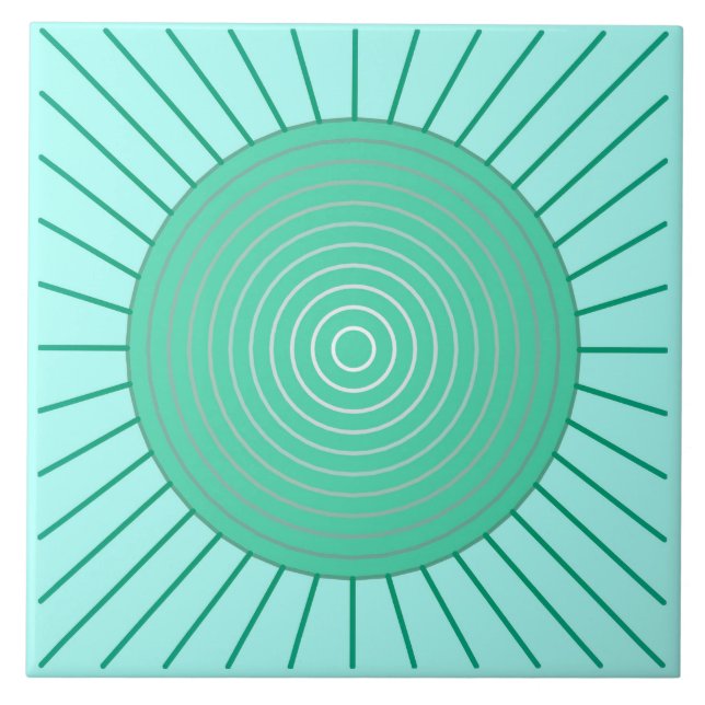Sunburst geométrico moderno - Aqua e verde de (Frente)