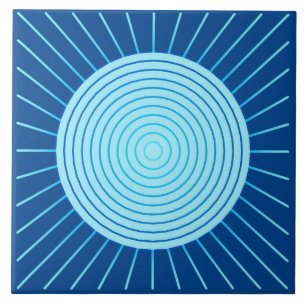 Sunburst Geométrico Moderno - Azul Cobalto e Aqua
