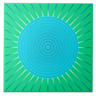 Sunburst geométrico moderno - azul e verde de jad