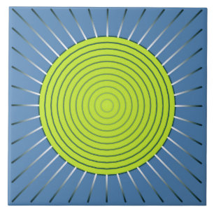 Sunburst Geométrico Moderno - Limão e Azul Denim