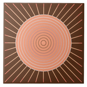Sunburst geométrico moderno - pêssego e Brown
