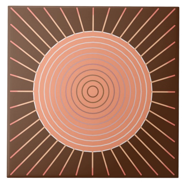 Sunburst geométrico moderno - pêssego e Brown (Frente)