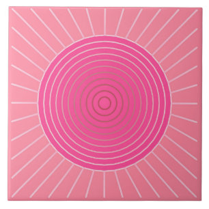 Sunburst Geométrico Moderno - Sombras de Rosa Cor