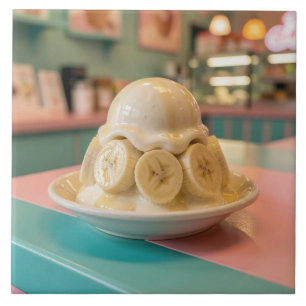 Sundae de Banana de Resina Loja de Sorvete Retrô