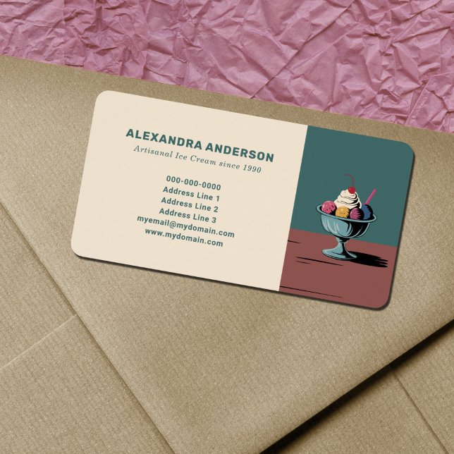 Sundae - Etiqueta de Endereço de Retorno do Sorvet (Sundae - Ice Cream Parlor Return Address Label)