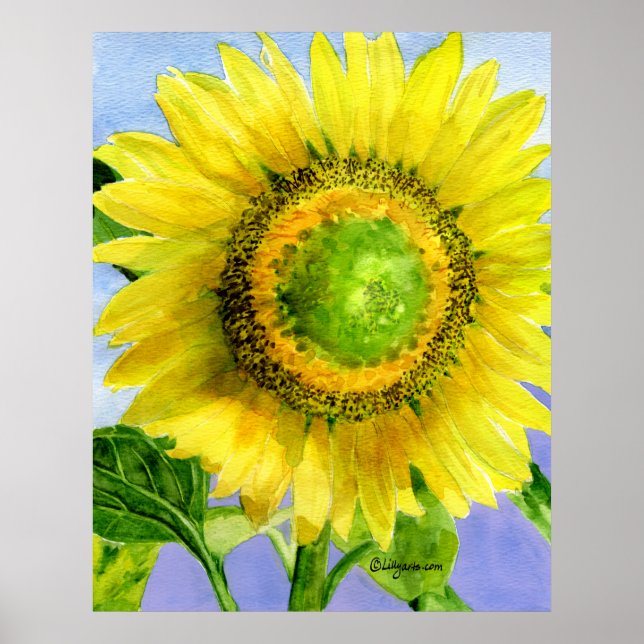 Sunflower 3 Watercolor Painting Poster (Frente)