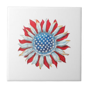 Sunflower American Flag 4 de julho Women Men Meri