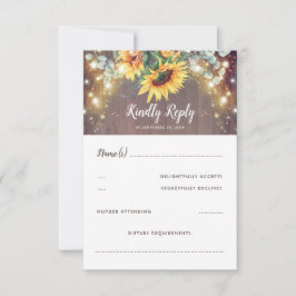 Sunflower and Lights Rustic Country Weding RSVP